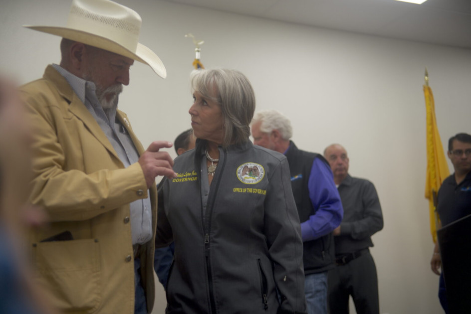 New Mexico Governor Michelle Lujan Grisham speaking with local officials
