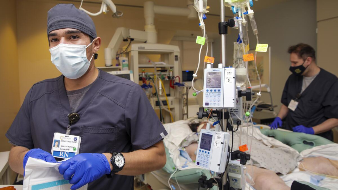 nurses working in a busy hospital unit