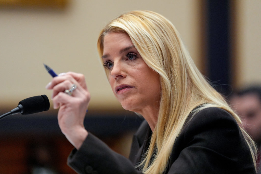 pam bondi hearing february 2026 with epstein victims in room