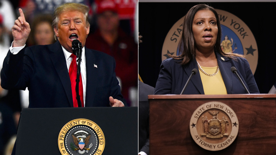 President Donald Trump and New York Attorney General Letitia James collage