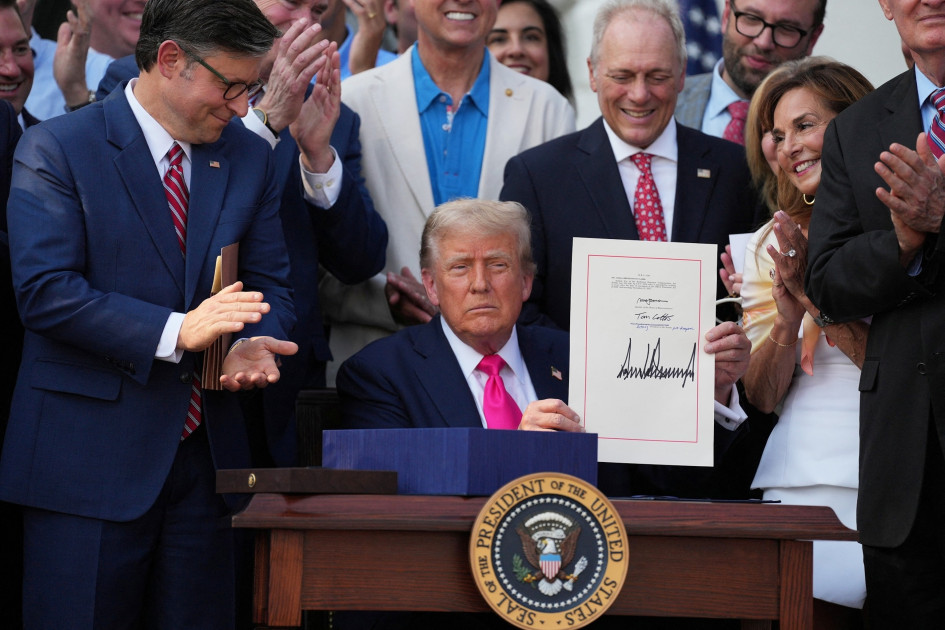 President Donald Trump signing legislation