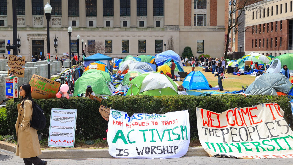 Pro-Palestinian student protest on a college campus