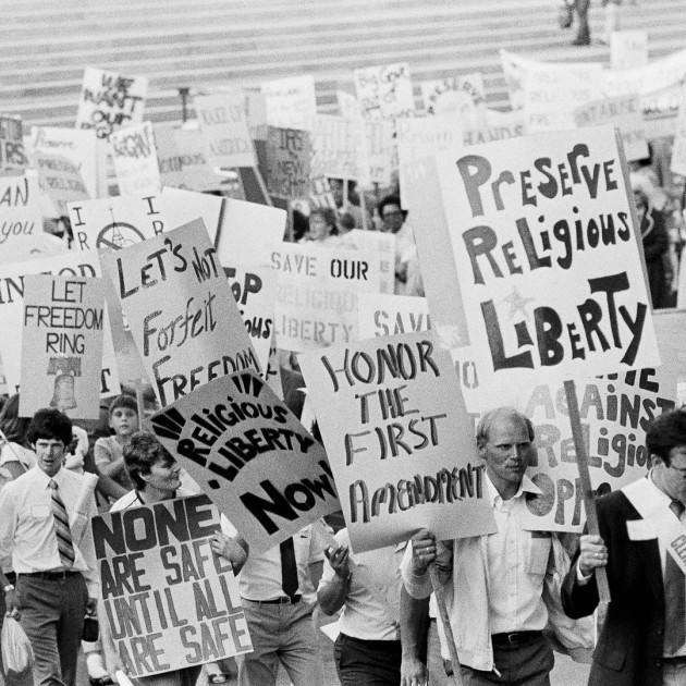 protesters religious liberty signs