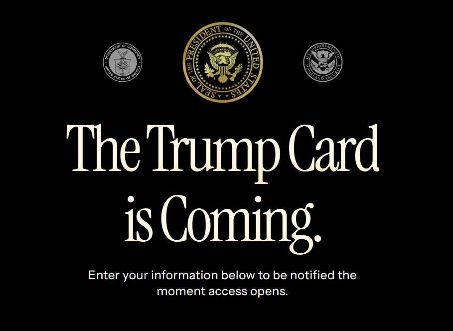 screenshot of trump card waitlist website