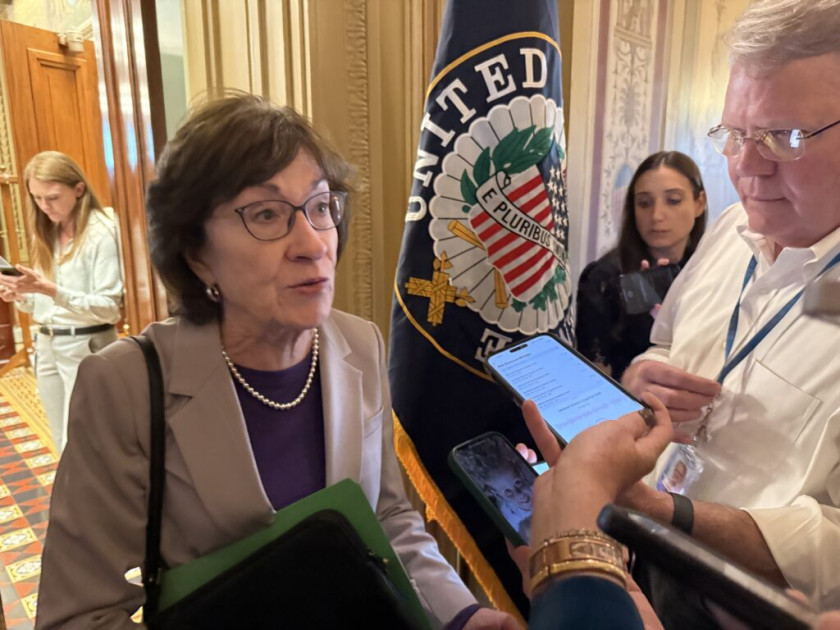 Sen. Susan Collins speaking to reporters