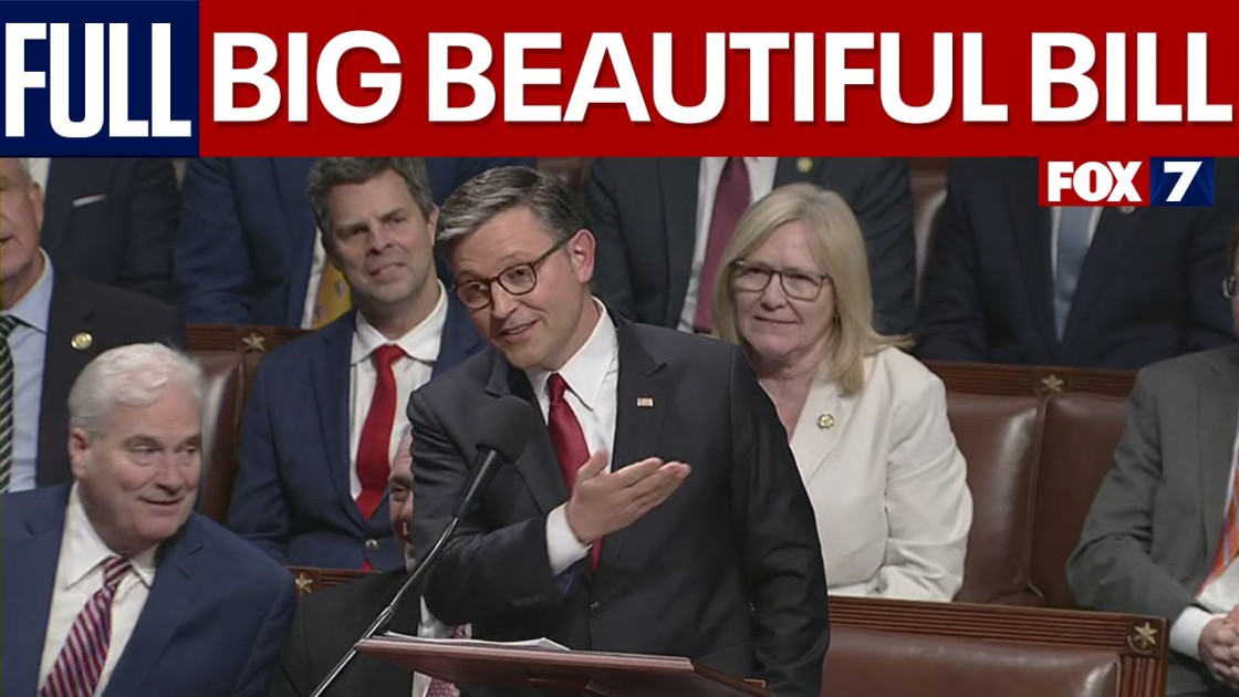 speaker johnson speaking at 'big beautiful bill' podium