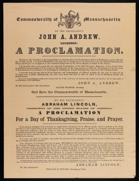 state Thanksgiving proclamations colonial era governors