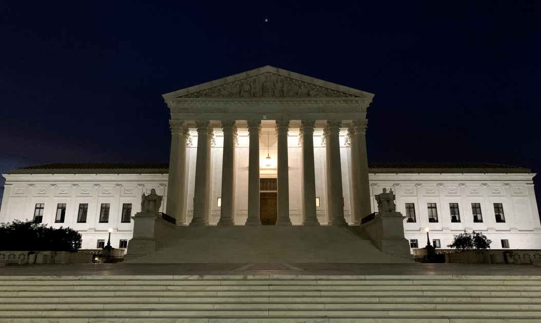 Supreme Court building at night