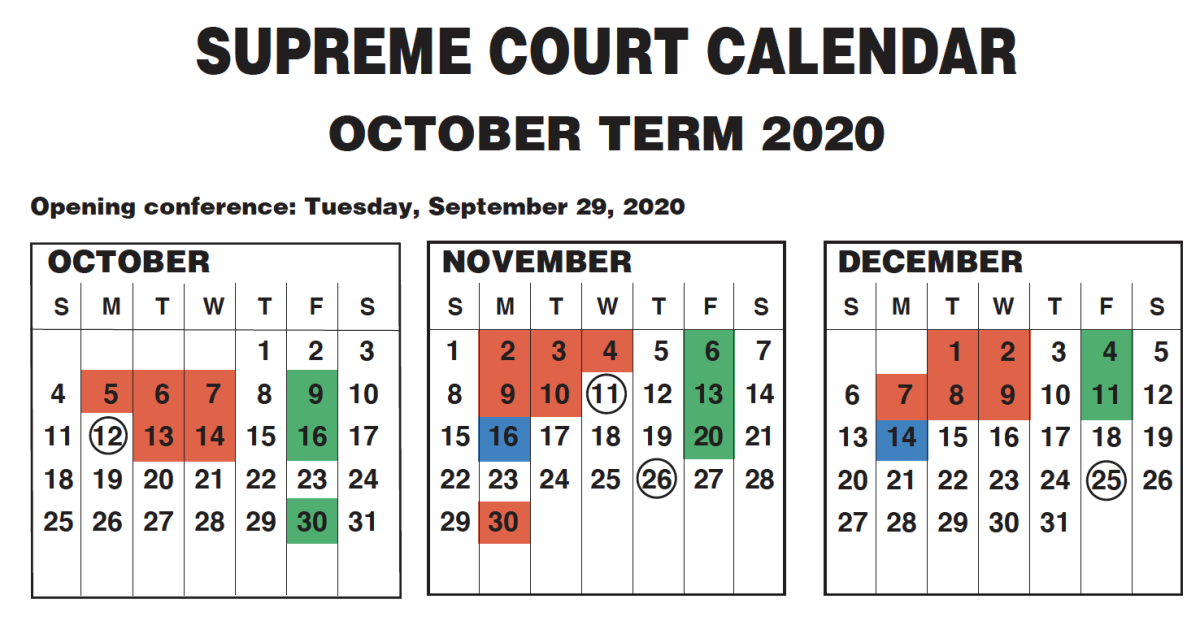 Supreme Court term calendar October