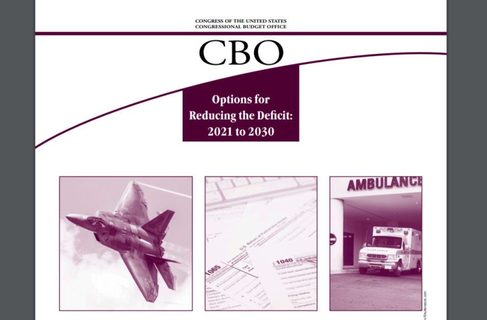 The Congressional Budget Office (CBO) report cover