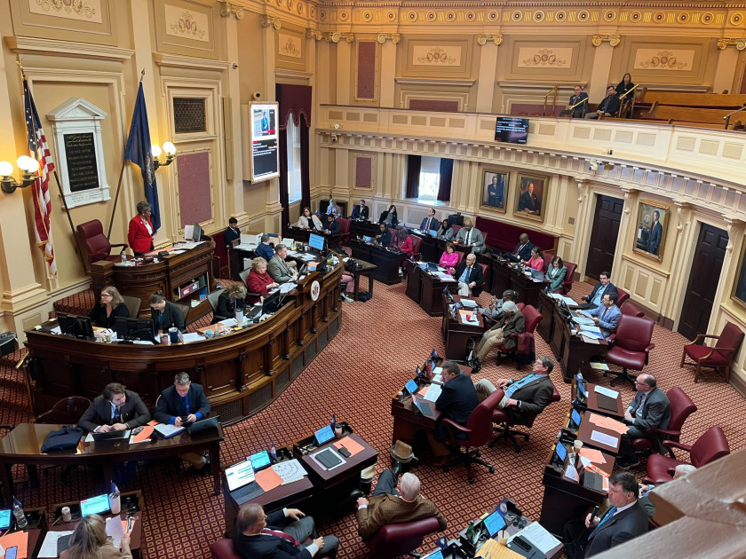 The Virginia State Senate chamber during a heated legislative debate