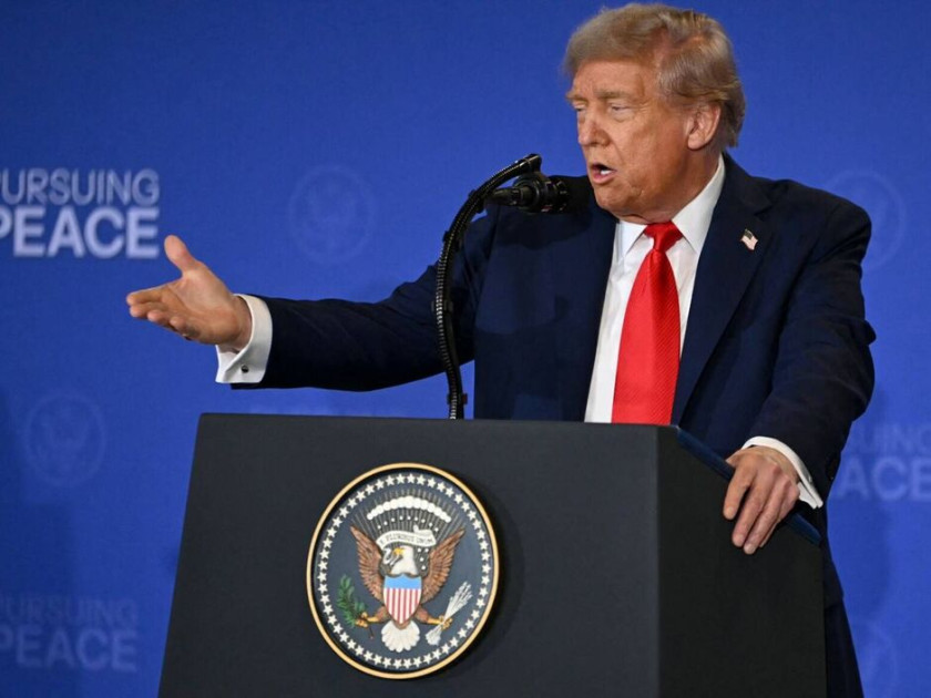 Trump at podium looking tired