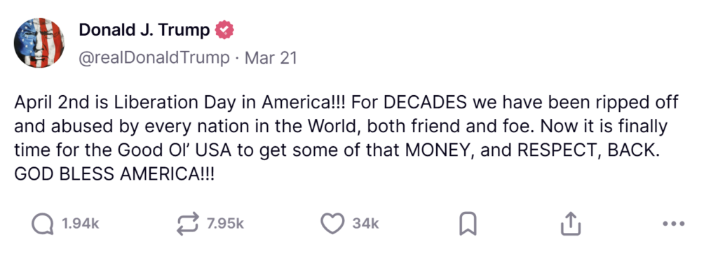 trumps liberation day announcement on truthsocial