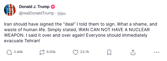 Trump Issues Urgent Warning on Iran