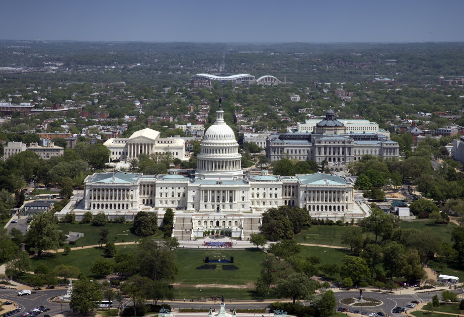 U.S. Capitol building and White House aerial