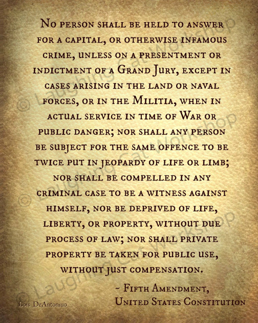 U.S. Constitution Fifth Amendment text
