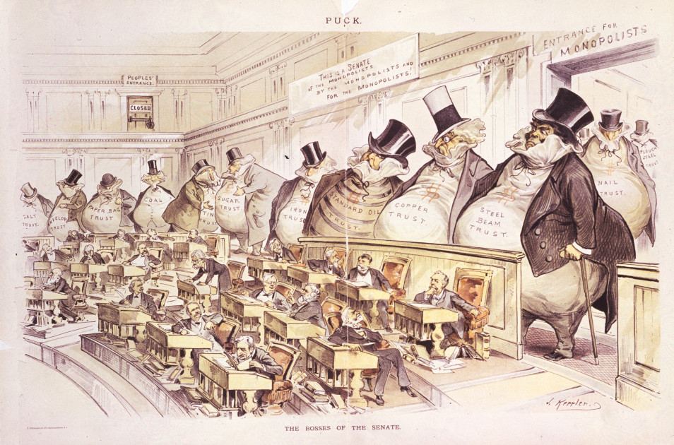 vintage political cartoon about monopolies or trusts