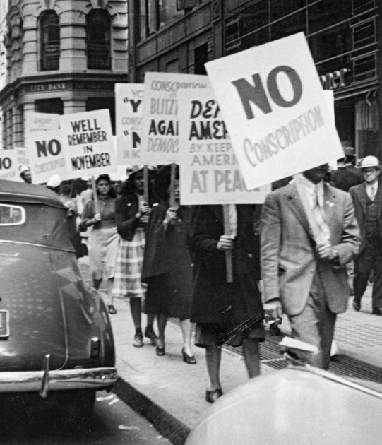 WWII era isolationist protest demonstration