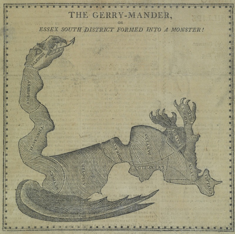 gerry mander cartoon reprinted in Salem Gazette from April 2, 1813