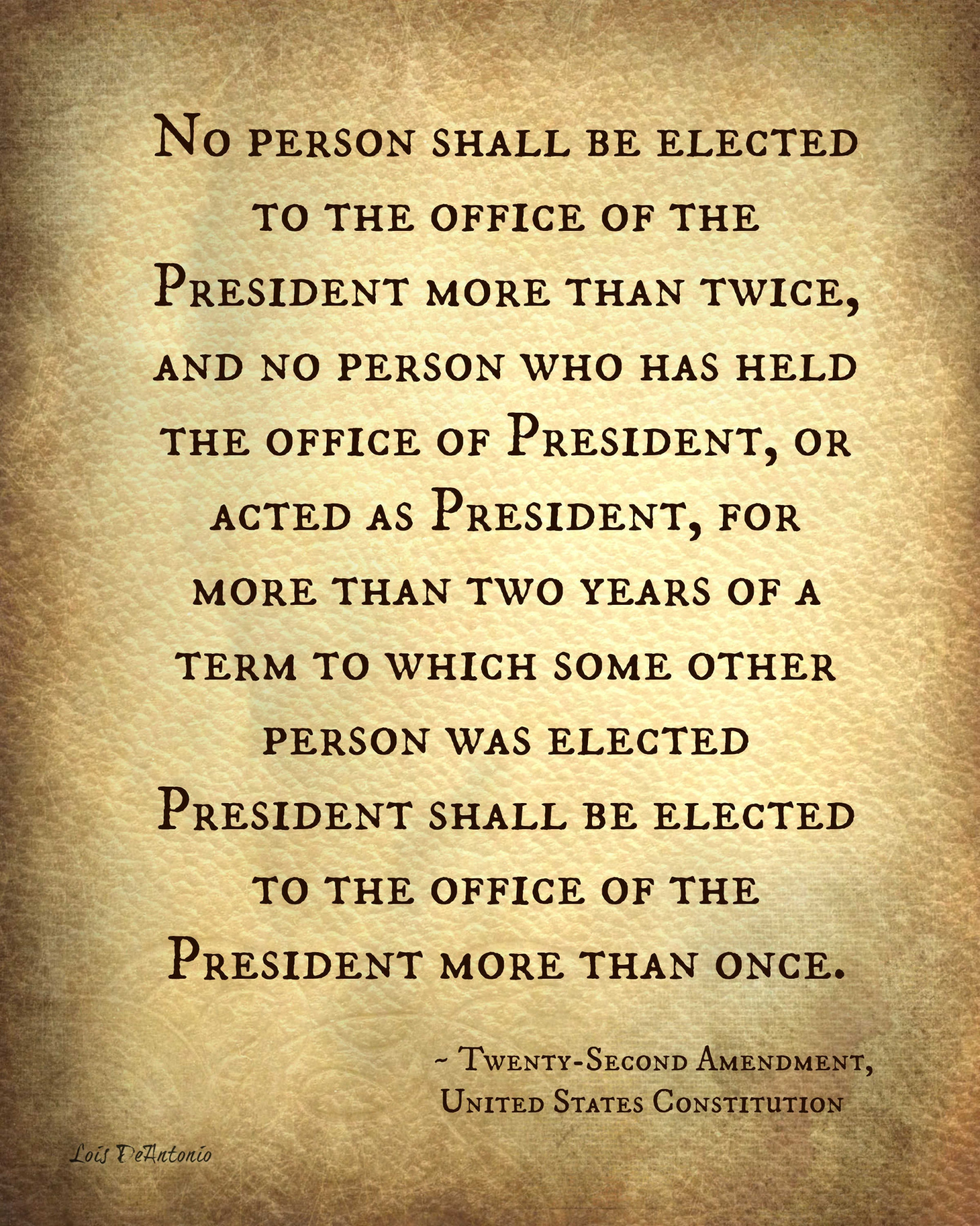 close-up of 22nd Amendment section in U.S. Constitution