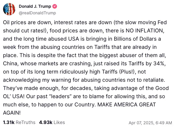 trump truth social no inflation announcement