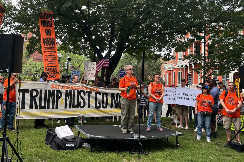 Protesters gather in Logan Circle in Washington, D.C., today.Megan Lebowitz / NBC News