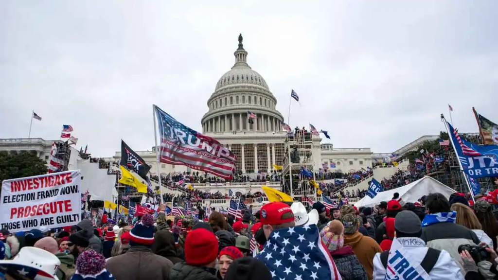 Americans loyal to then-President Donald Trump rally at the U.S. Capitol in Washington on Jan. 6, 2021. (AP Photo)