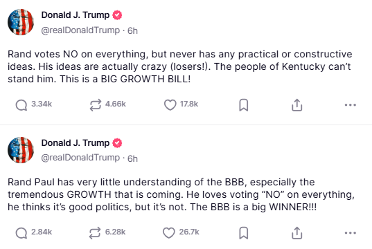 donald trumps criticism on paul rand on truth social screenshot