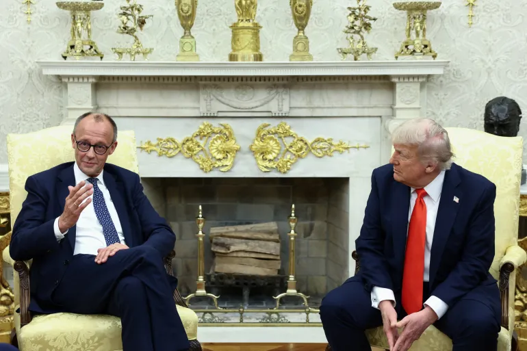 trump and merz in oval office june 2025