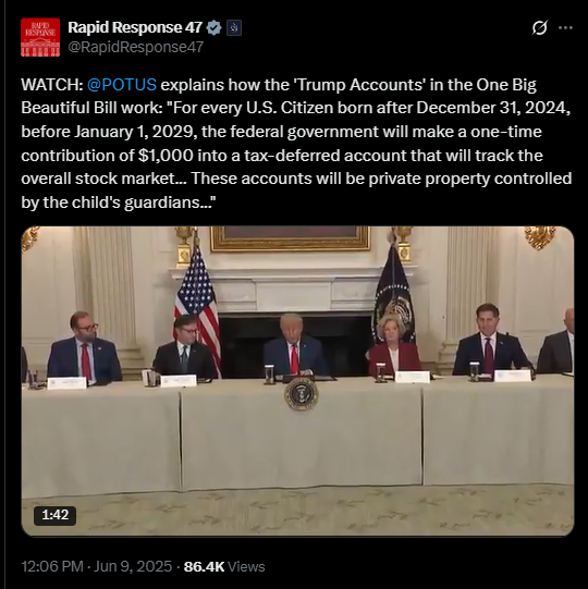 x screenshot of trump account announcement