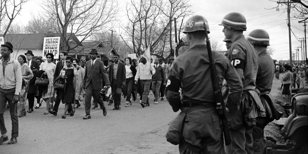 LBJ sends federal troops to Alabama to protect a civil rights march