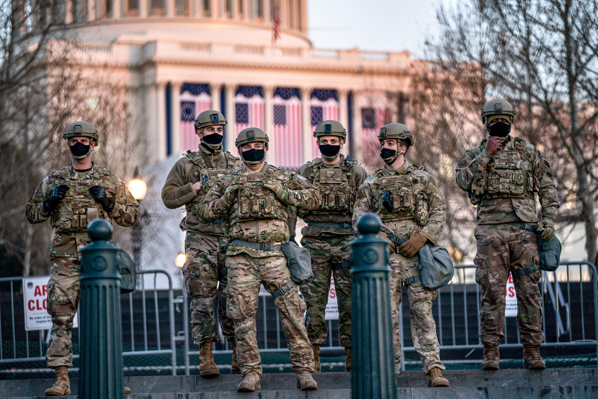 U.S. Capitol building with soldiers guarding