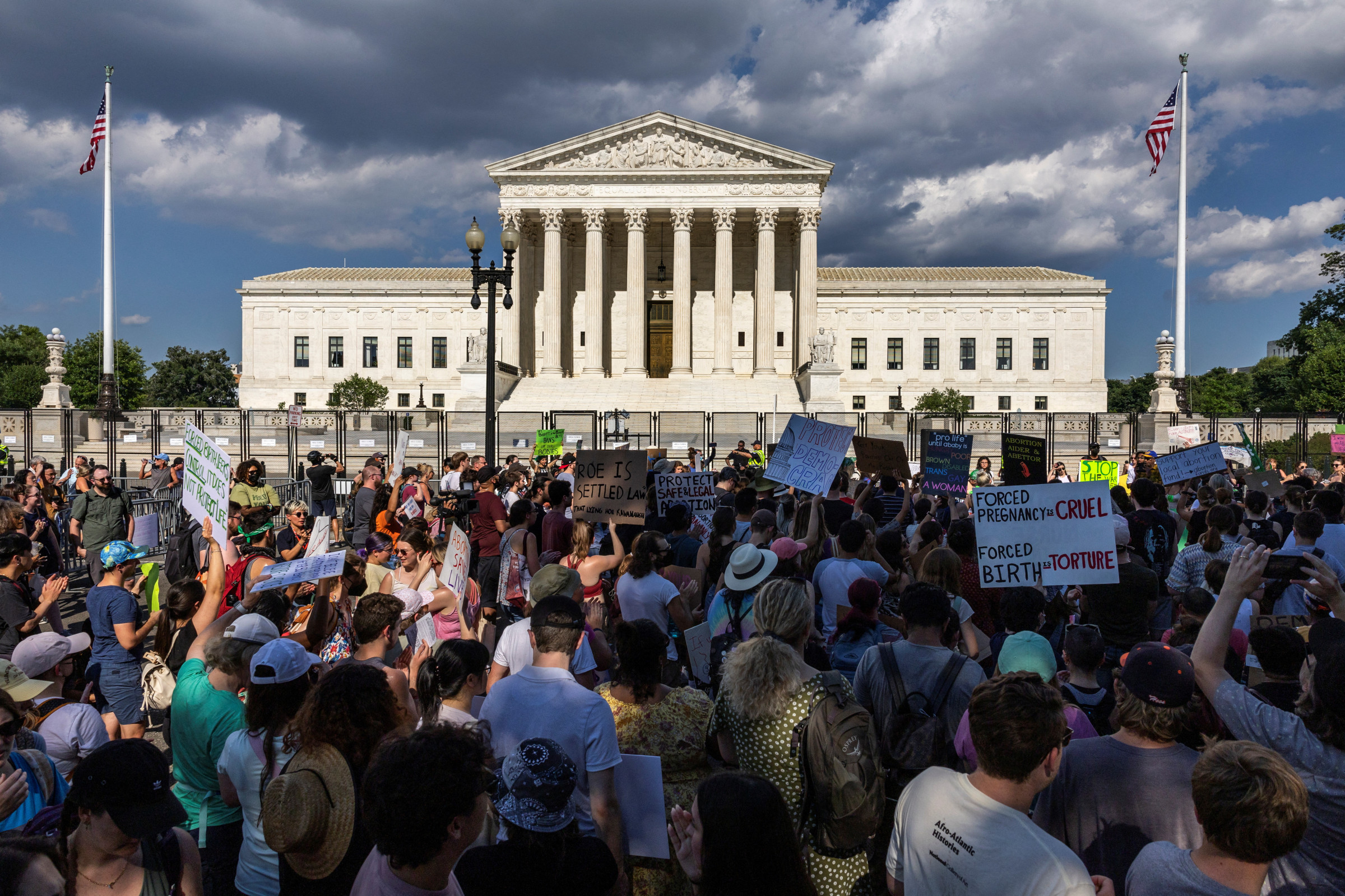 anti-abortion protesters in front of the Supreme Court