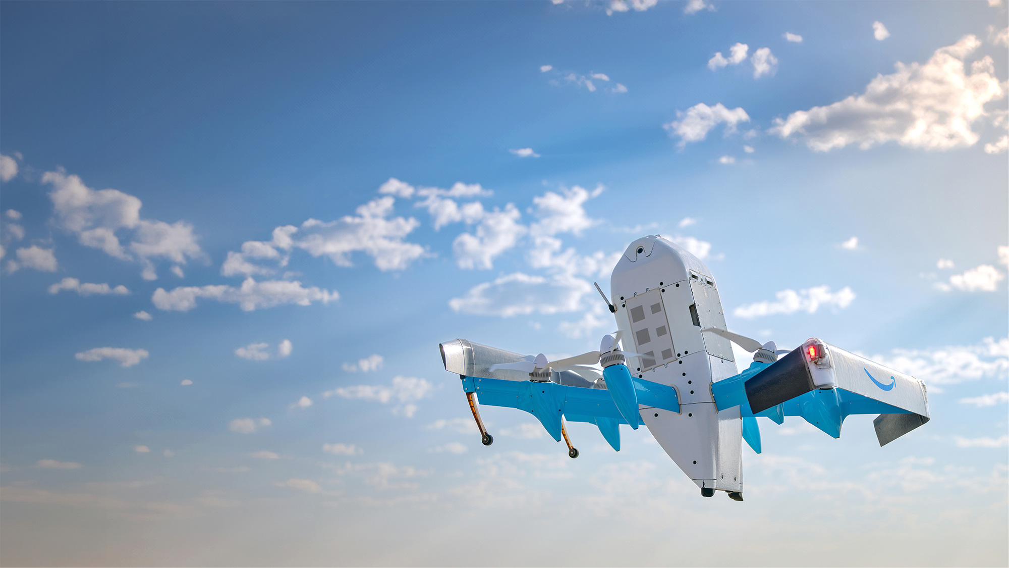 Amazon Prime Air delivery drone in flight