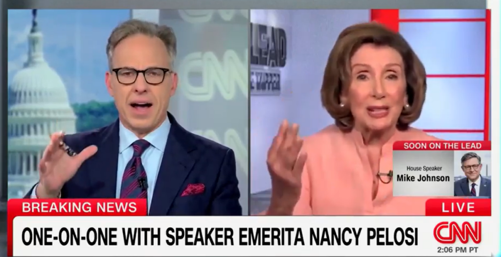 screenshot: Pelosi pushes back on insider trading allegations on CNN