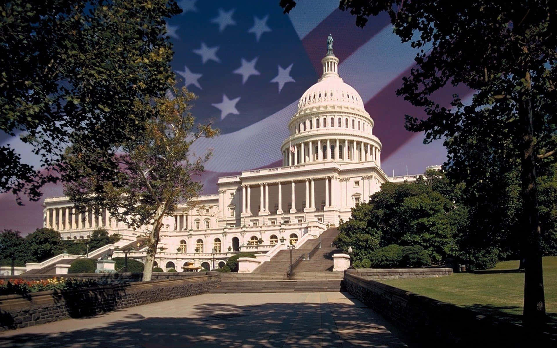 U.S. Capitol building with White House in background