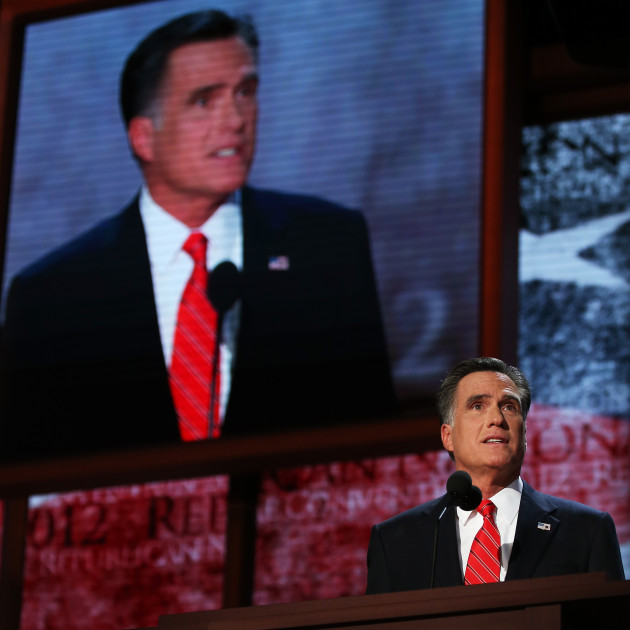 Mitt Romney speaking at a campaign event
