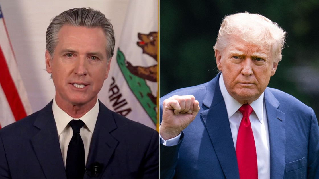 split image donald trump and gavin newsom