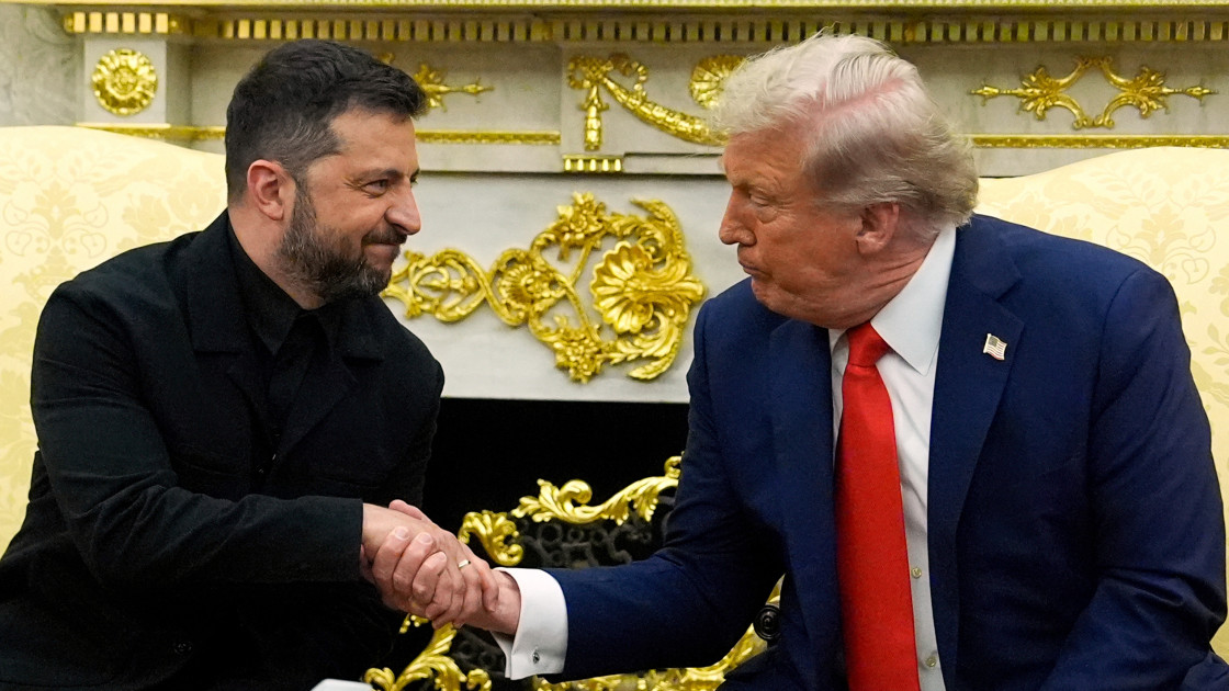 President Donald Trump and Ukrainian President Volodymyr Zelenskyy in the Oval Office August 2025