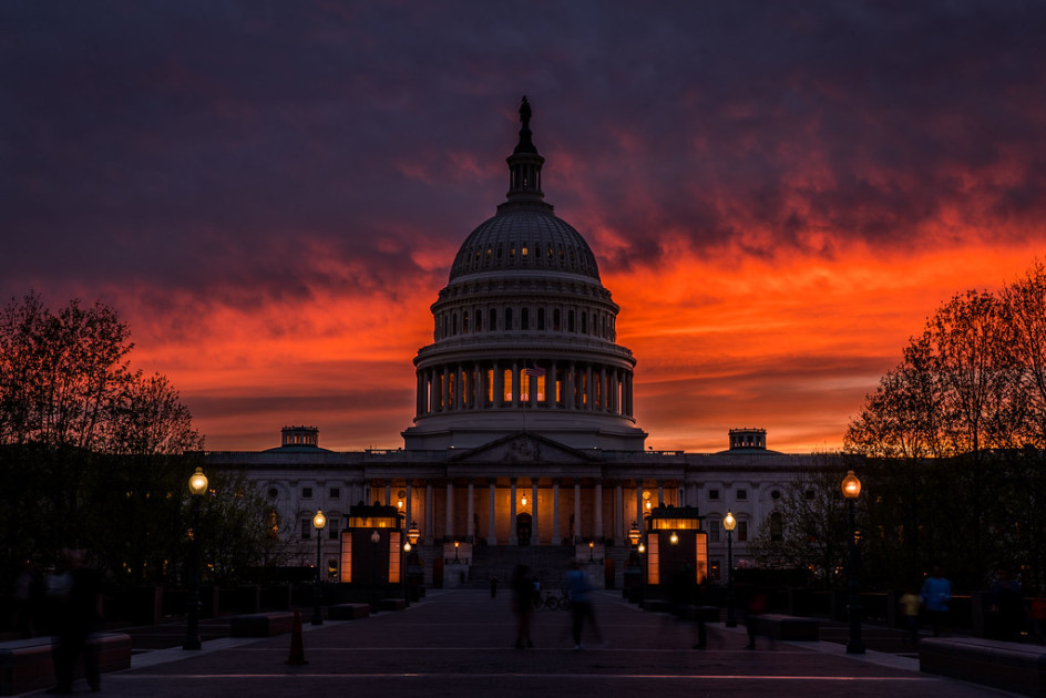 U.S. Capitol building in sunset light