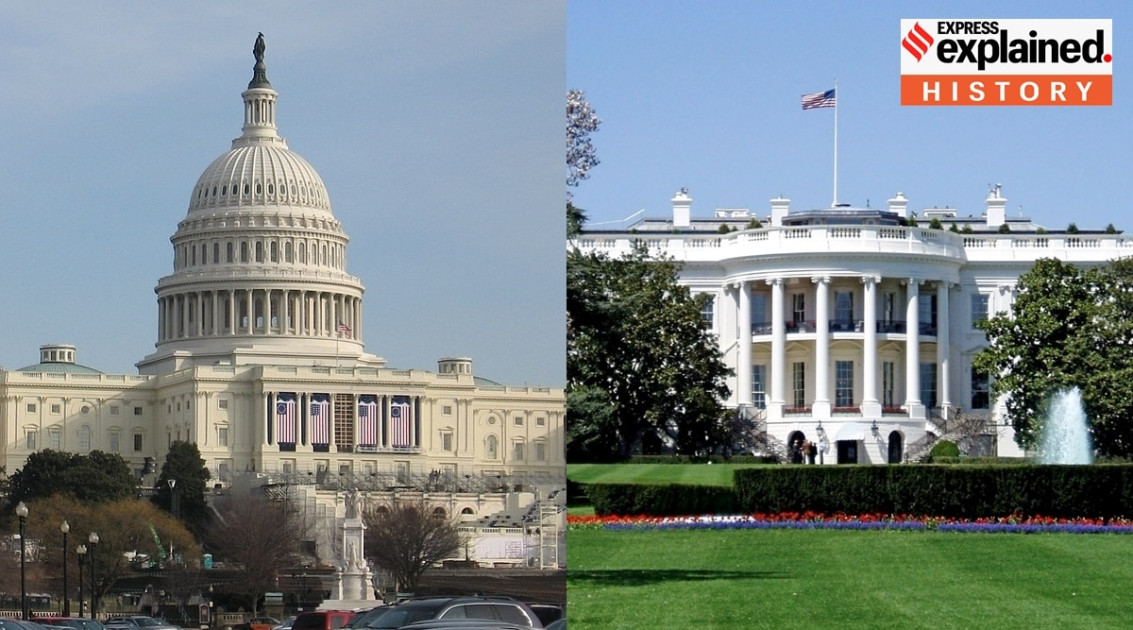 U.S. Capitol building contrasted with the White House