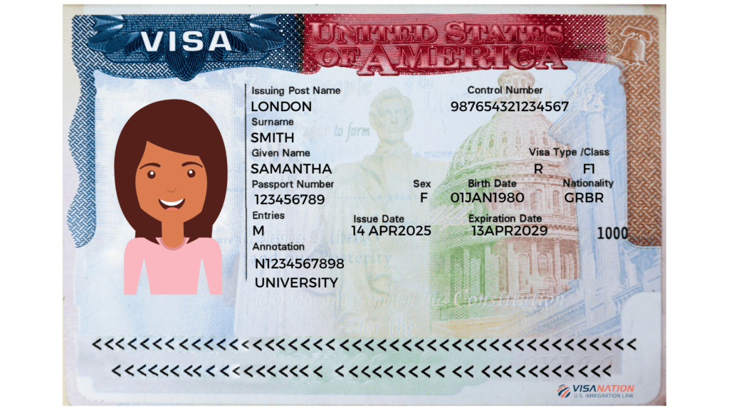 student visa in a passport