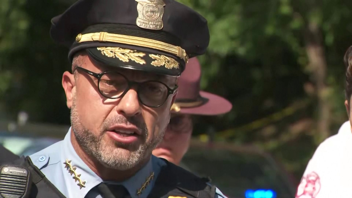 minneapolis police chief brina o'hara talking to press about mass shooting