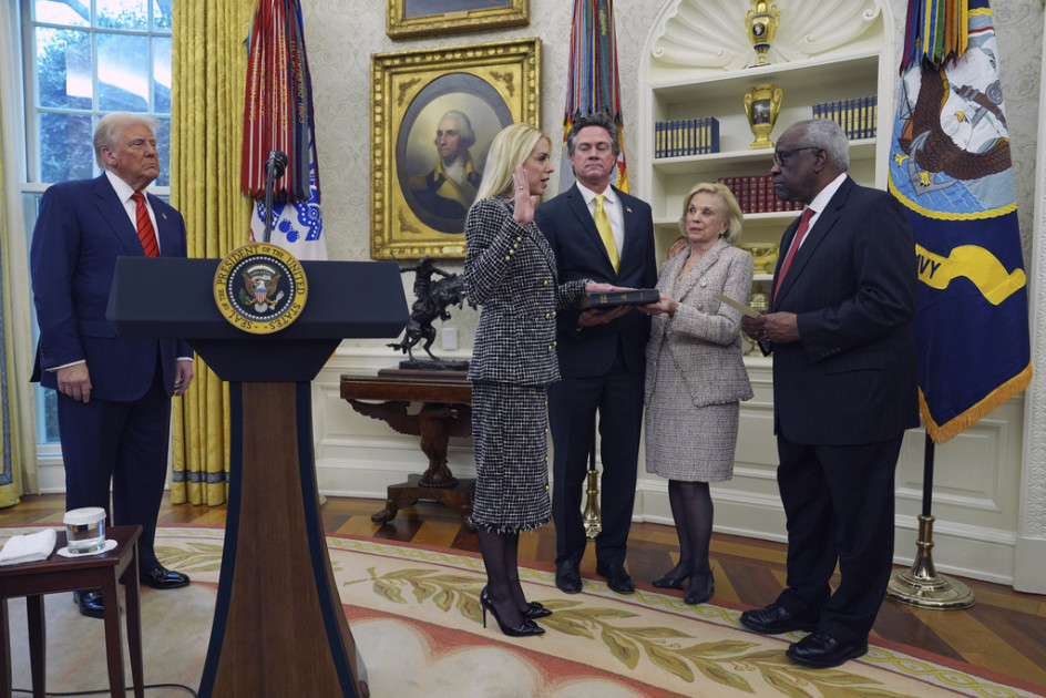 Attorney General Pam Bondi being sworn in as attorney general