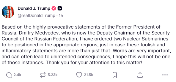 truthsocial statement screenshot