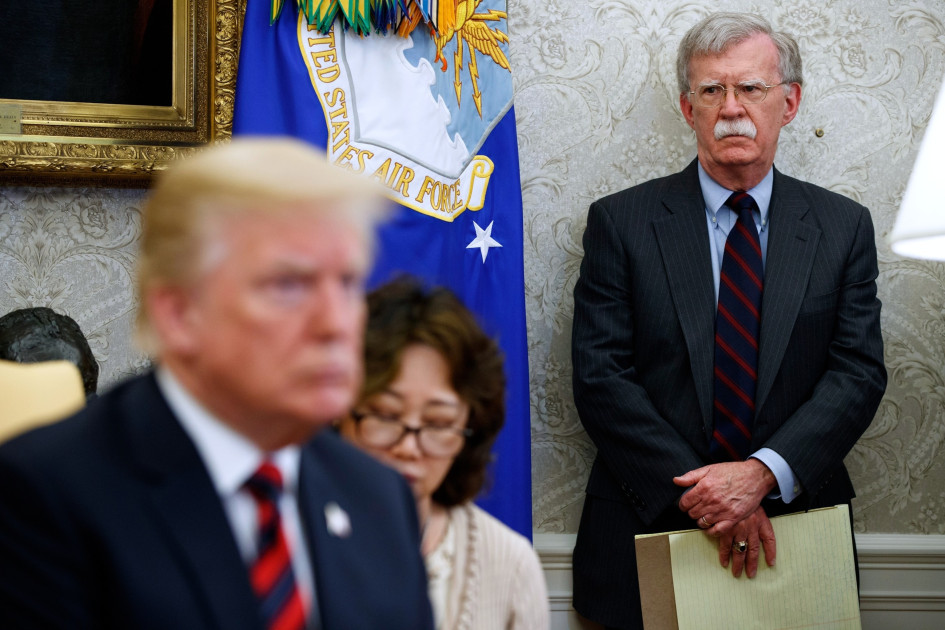 President Donald Trump and John Bolton in the Oval Office