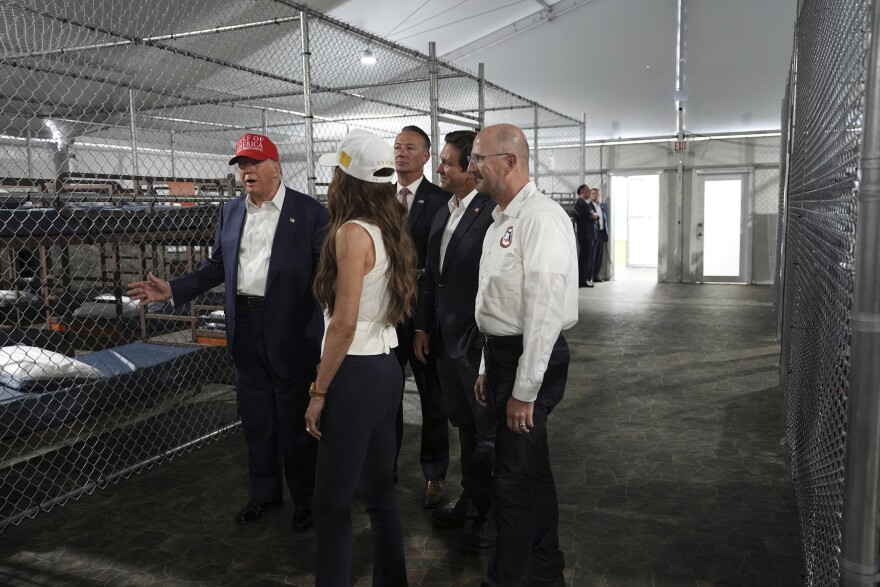 President Donald Trump and DHS Secretary Kristi Noem at Alligator Alcatraz