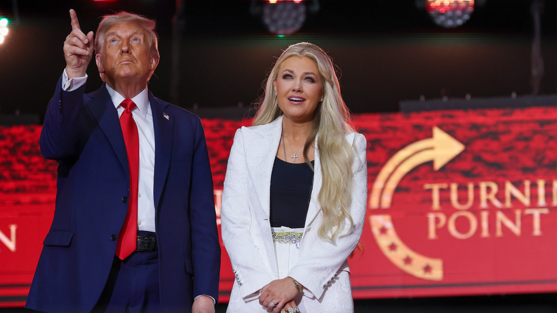 President Donald Trump speaks at the memorial service for Charlie Kirk in Glendale, Arizona