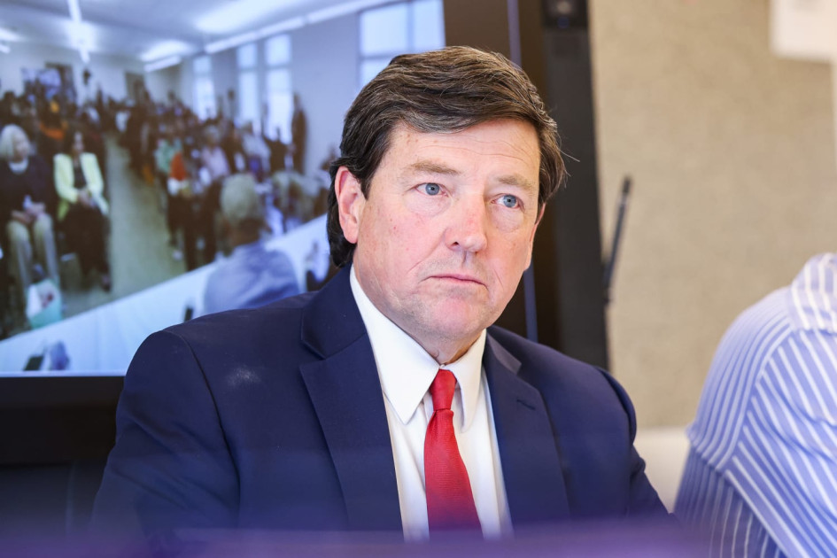 DOJ official Ed Martin speaking to reporters