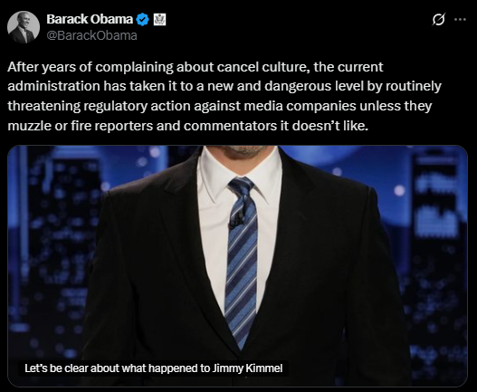obama x screenshot on kimmel cancellation
